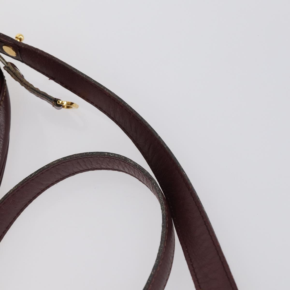 CARTIER Must Line Clutch Bag Leather 4 Set Bordeaux Gold Auth bs30524