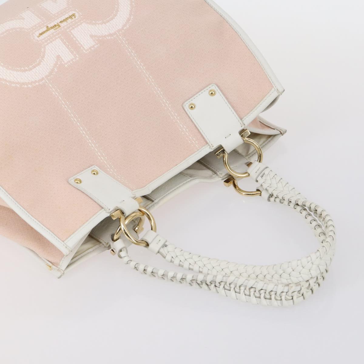 Salvatore Ferragamo Shoulder Bag Canvas 4 Set Pink Khaki white Auth bs30525