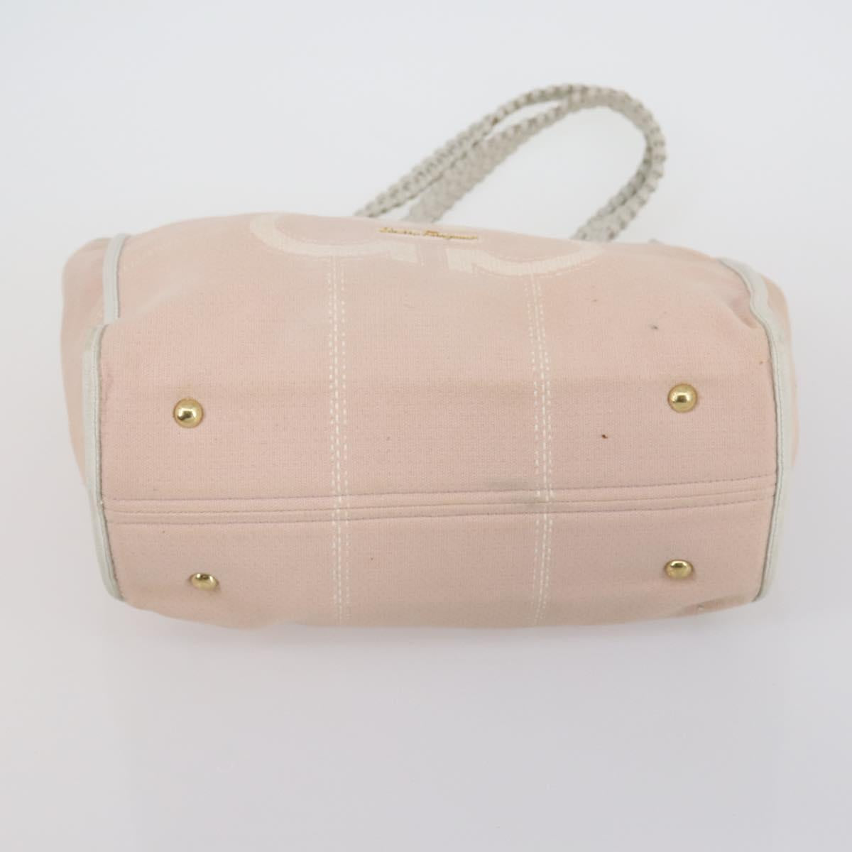 Salvatore Ferragamo Shoulder Bag Canvas 4 Set Pink Khaki white Auth bs30525