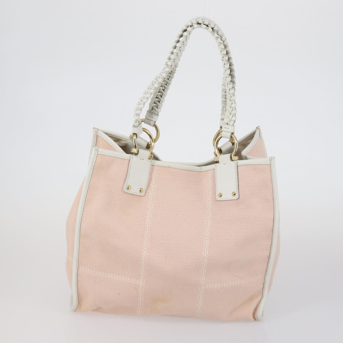 Salvatore Ferragamo Shoulder Bag Canvas 4 Set Pink Khaki white Auth bs30525