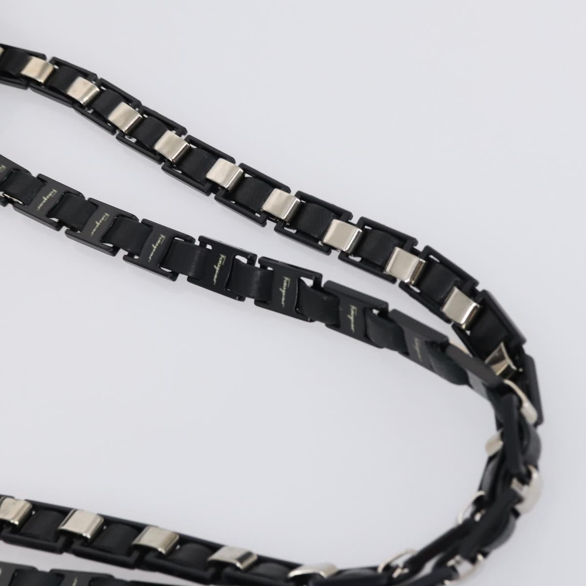 Salvatore Ferragamo Burberry Shoulder Bag Leather 4 Set Black Brown Auth bs30527