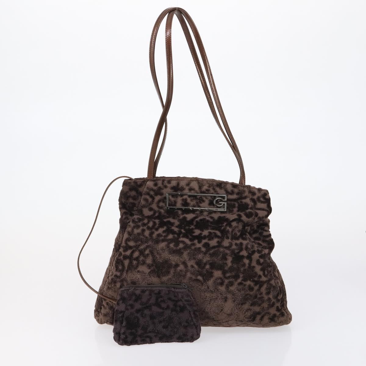 GIVENCHY Hand Bag Leather Nylon Canvas 5 Set Brown Black purple Auth bs30528