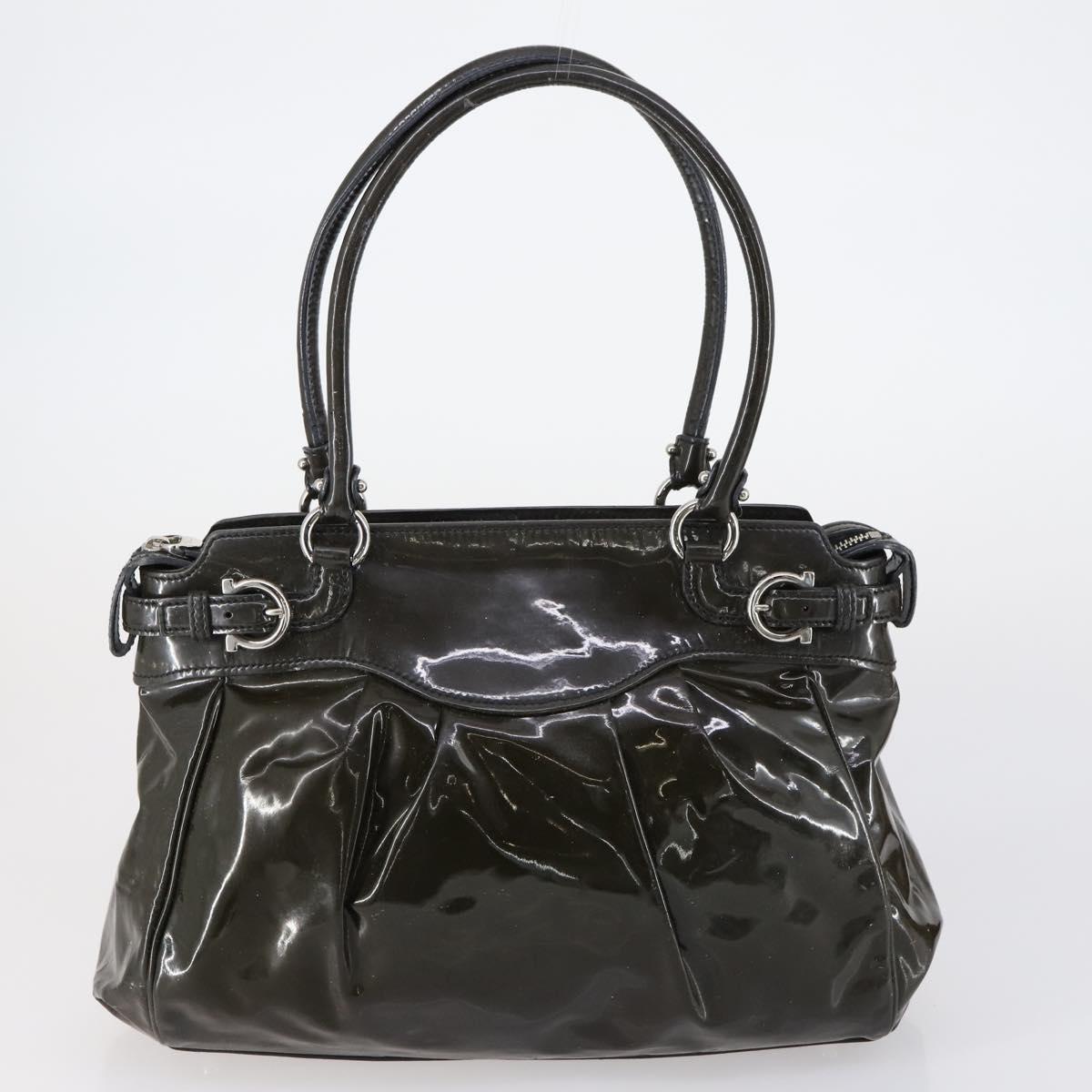 Salvatore Ferragamo Tote Bag PVC Nylon Leather 4 Set Brown Black Auth bs30529