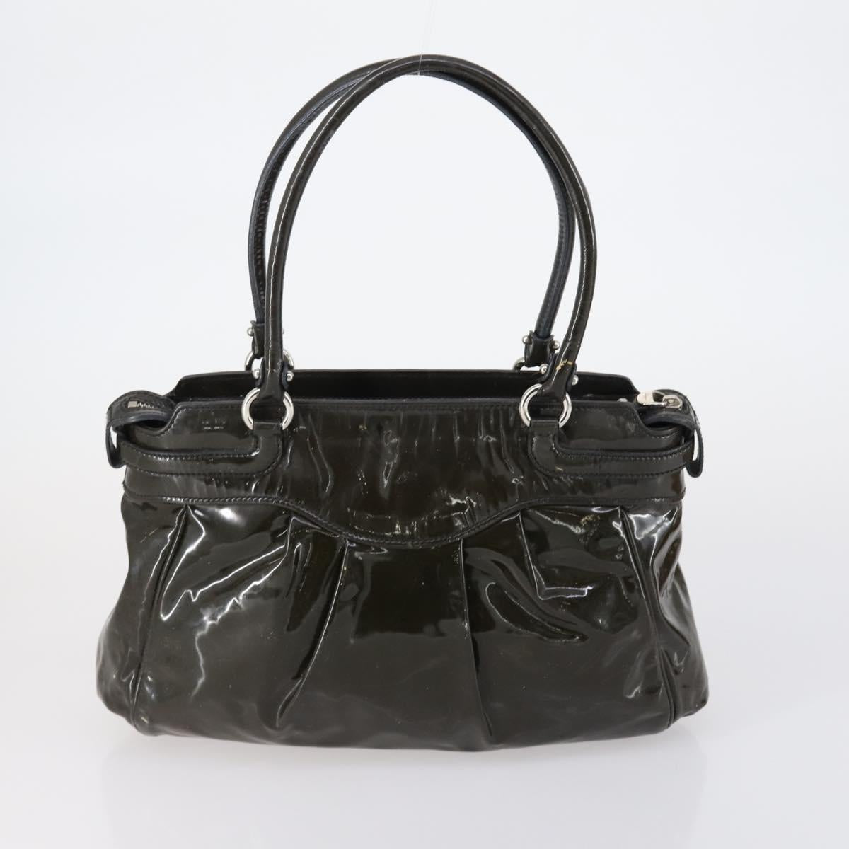 Salvatore Ferragamo Tote Bag PVC Nylon Leather 4 Set Brown Black Auth bs30529