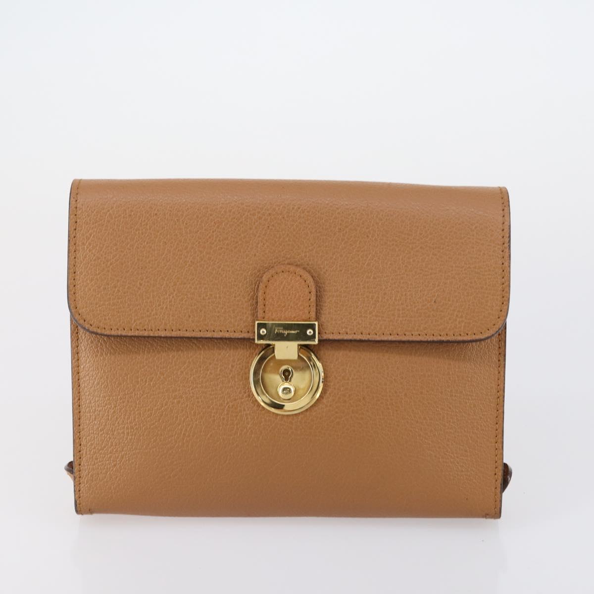 Salvatore Ferragamo Tote Bag PVC Nylon Leather 4 Set Brown Black Auth bs30529