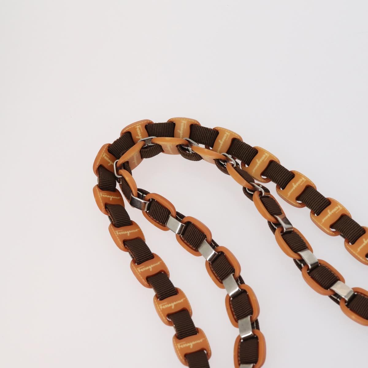 Salvatore Ferragamo Tote Bag PVC Nylon Leather 4 Set Brown Black Auth bs30529