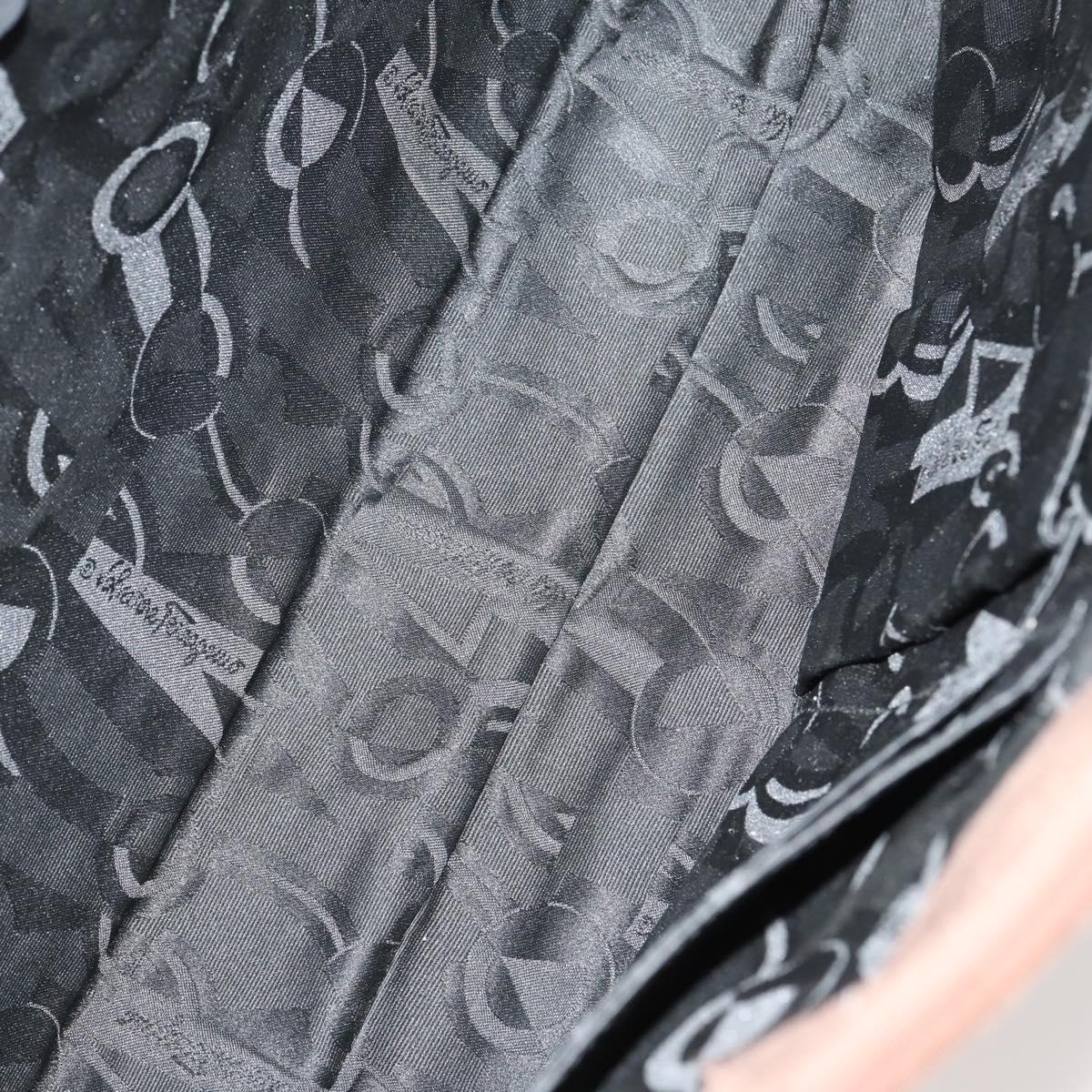 Salvatore Ferragamo Tote Bag PVC Nylon Leather 4 Set Brown Black Auth bs30529