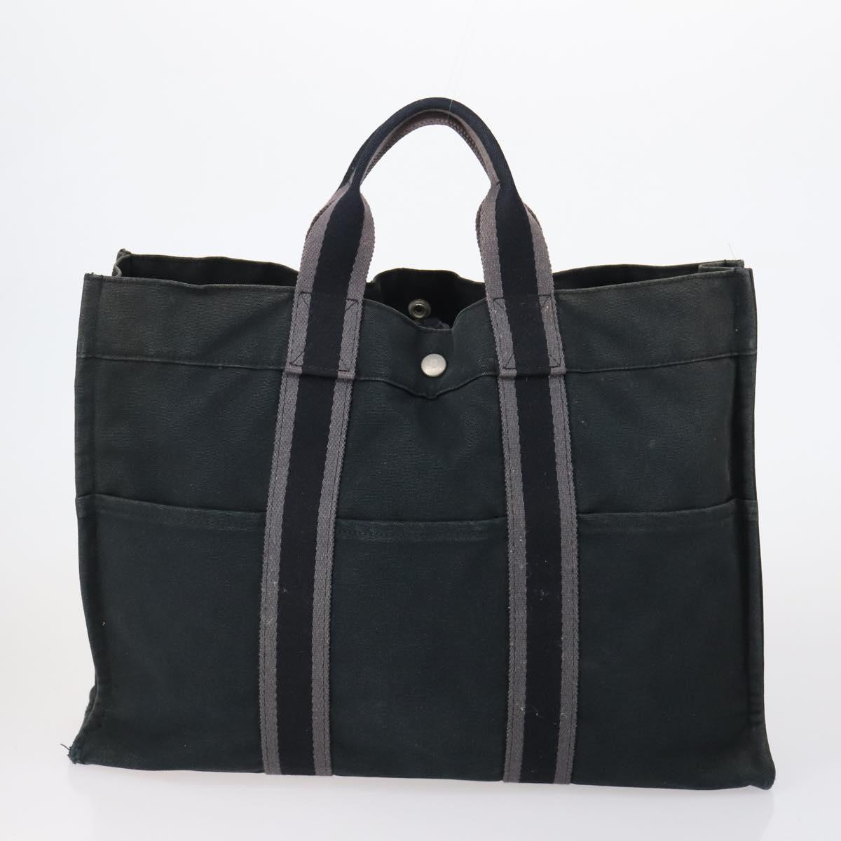 HERMES Tote Bag Canvas 4 Set Black Navy khaki Auth bs30530