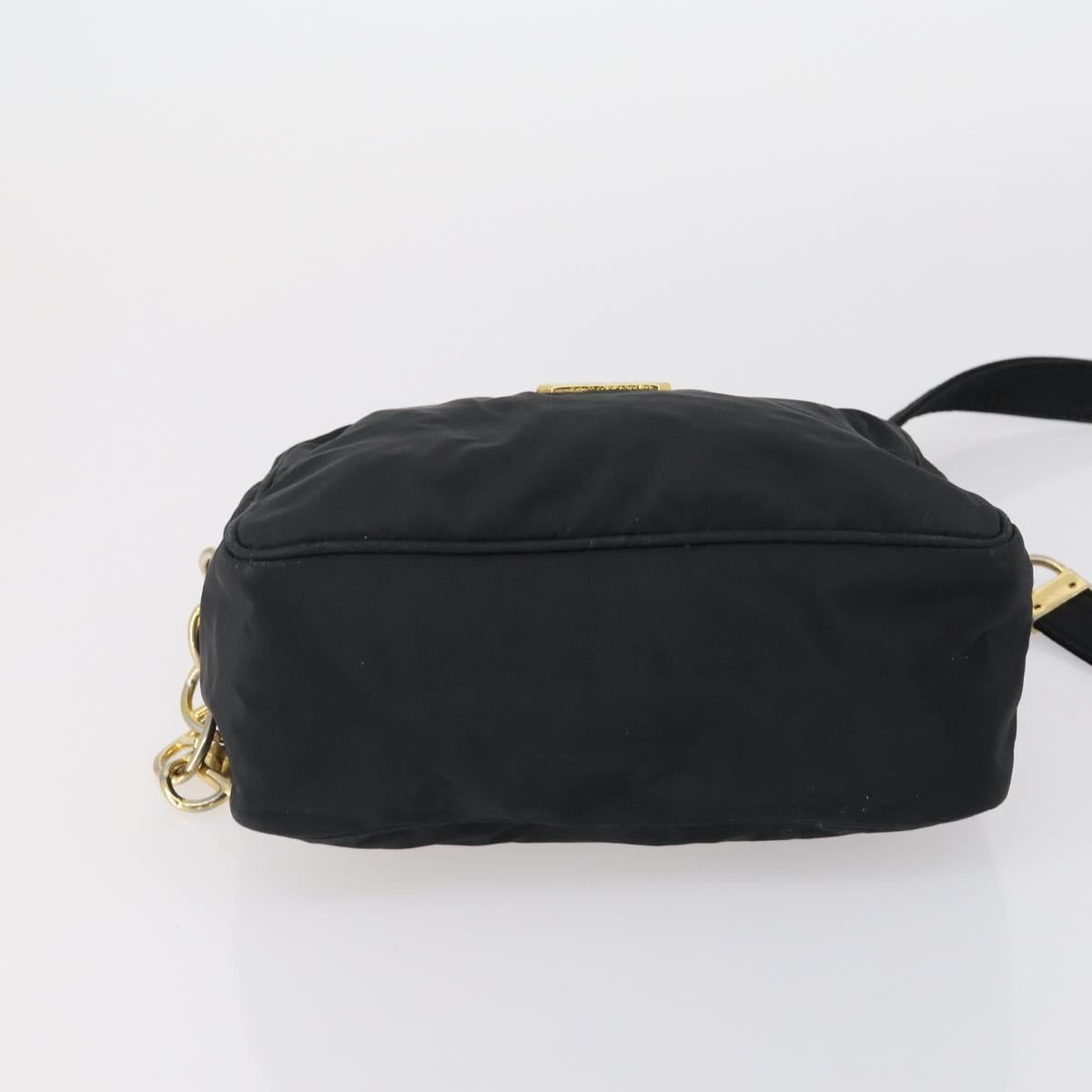 BALLY Shoulder Bag Nylon Leather 4 Set Beige Black Auth bs30531