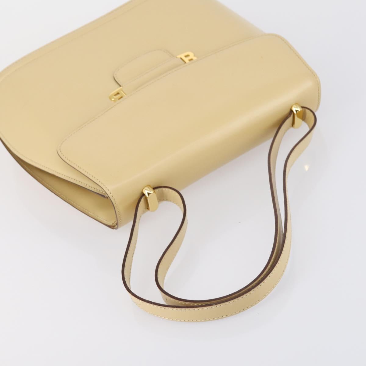 BALLY Shoulder Bag Nylon Leather 4 Set Beige Black Auth bs30531