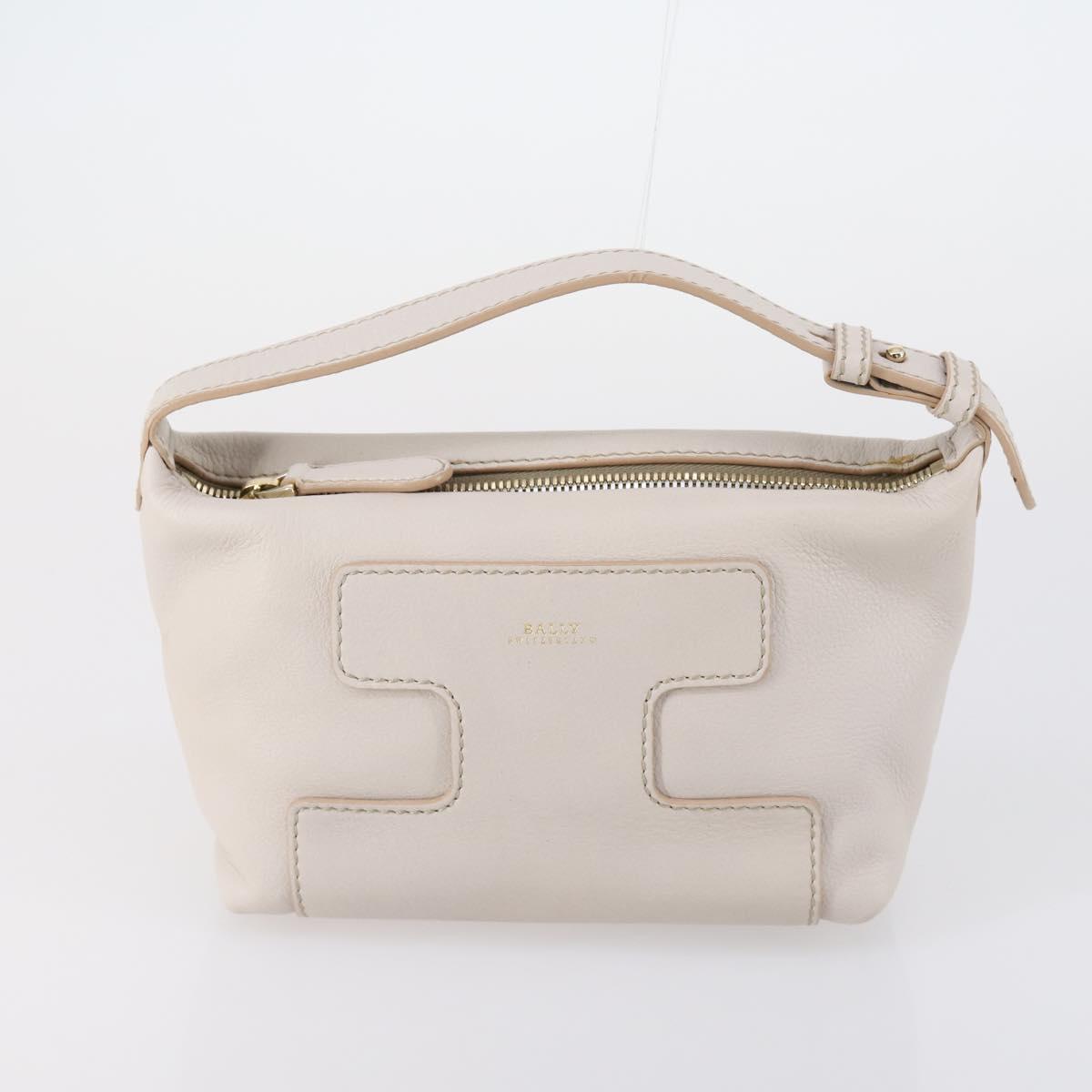 BALLY Shoulder Bag Nylon Leather 4 Set Beige Black Auth bs30531