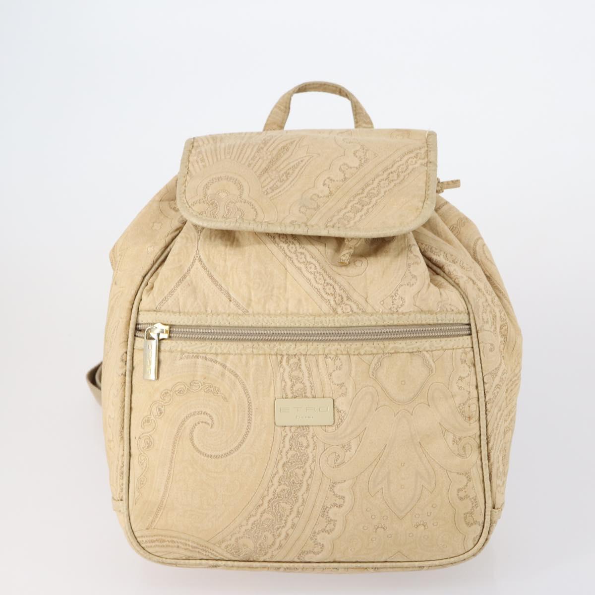 ETRO Paisley Shoulder Bag Nylon PVC 5 Set Beige Brown Auth bs30532