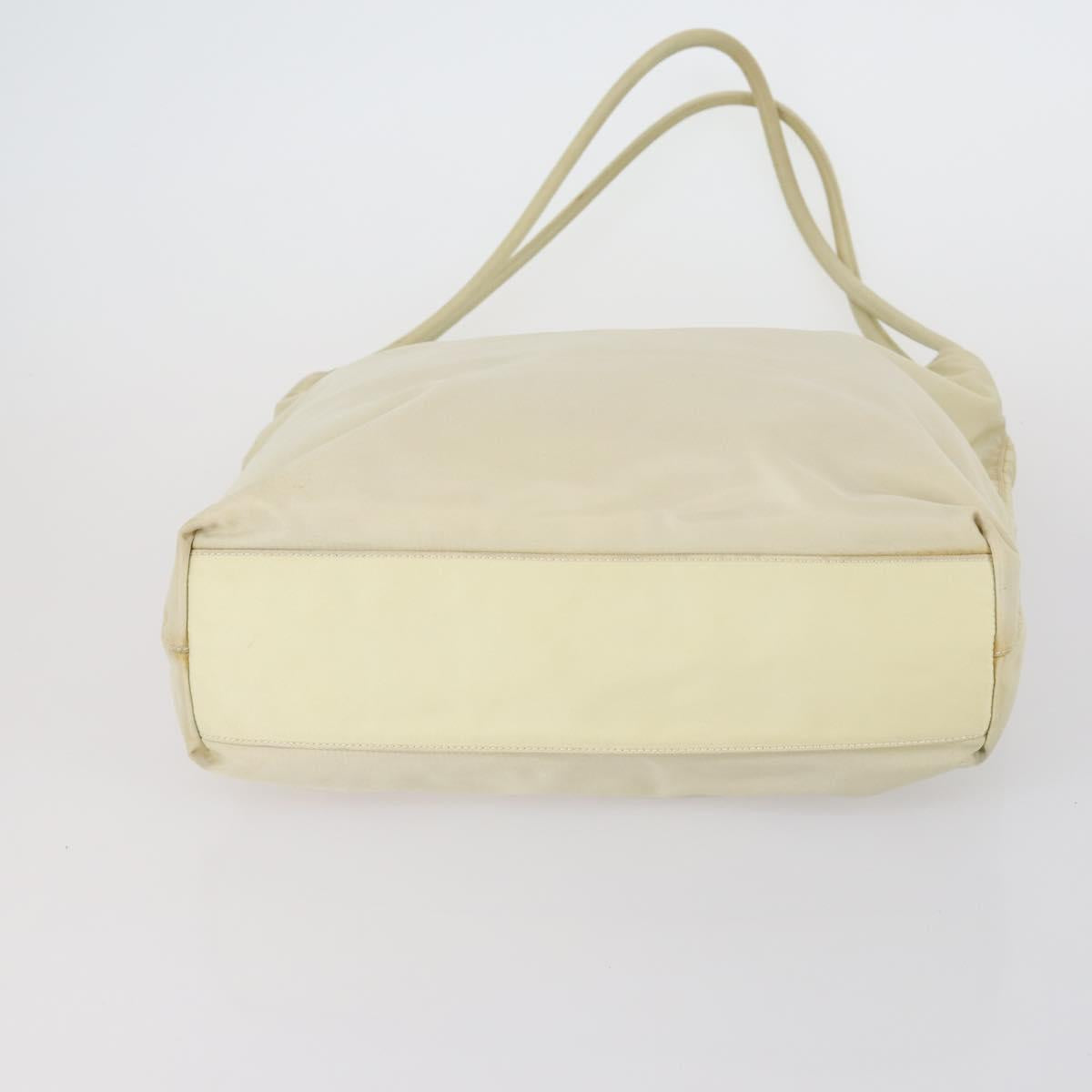 PRADA Tote Bag Nylon Leather 3 Set Beige Black Auth bs30533