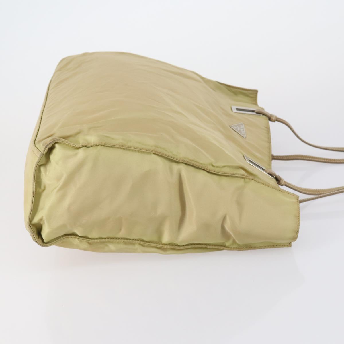 PRADA Tote Bag Nylon Leather 3 Set Beige Black Auth bs30533