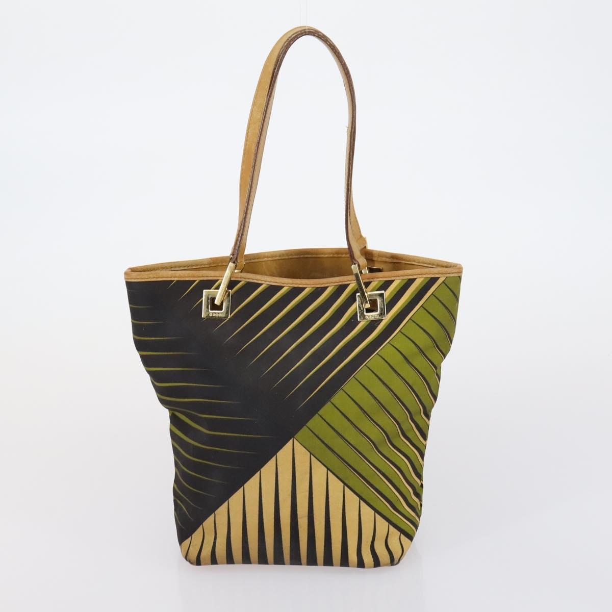 GUCCI Hand Bag Canvas nylon 4 Set Beige Black Green Auth bs30536