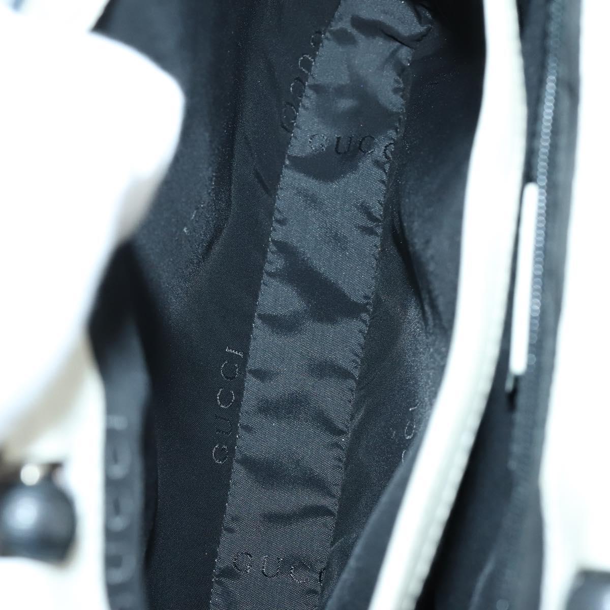 GUCCI Bamboo Hand Bag Nylon Leather 4 Set Black White Auth bs30537