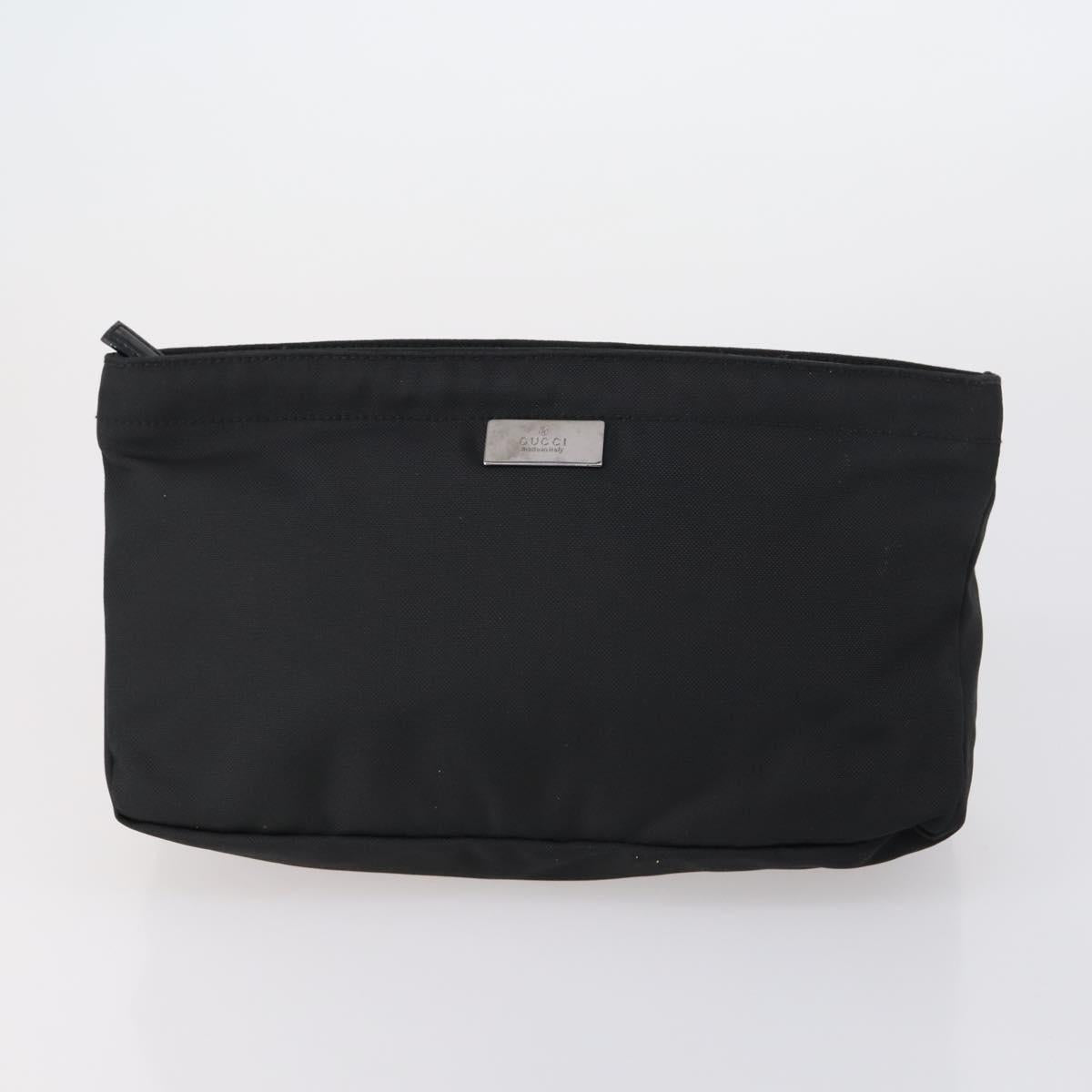 GUCCI Bamboo Hand Bag Nylon Leather 4 Set Black White Auth bs30537