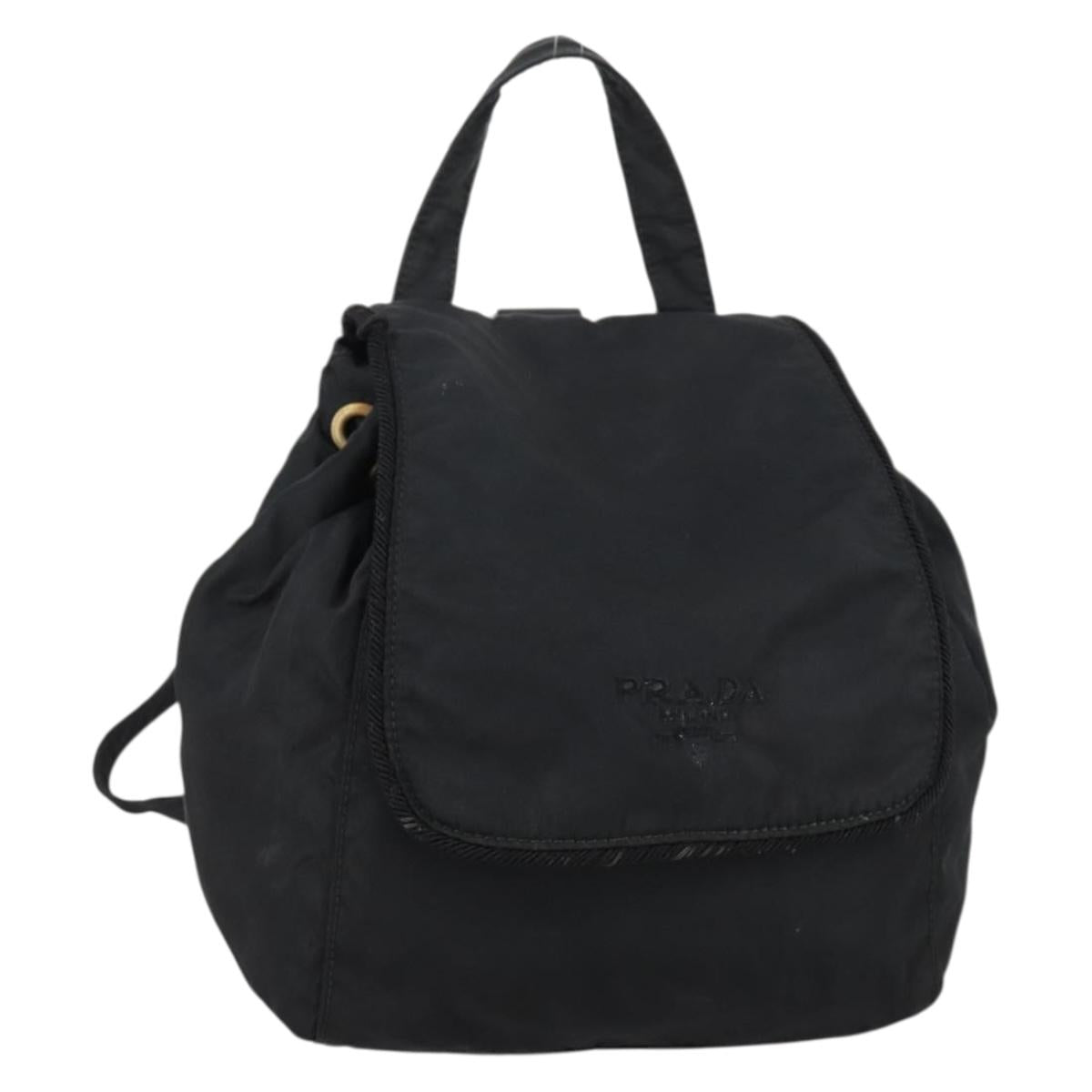 PRADA Backpack Nylon Black Silver Auth bs30542