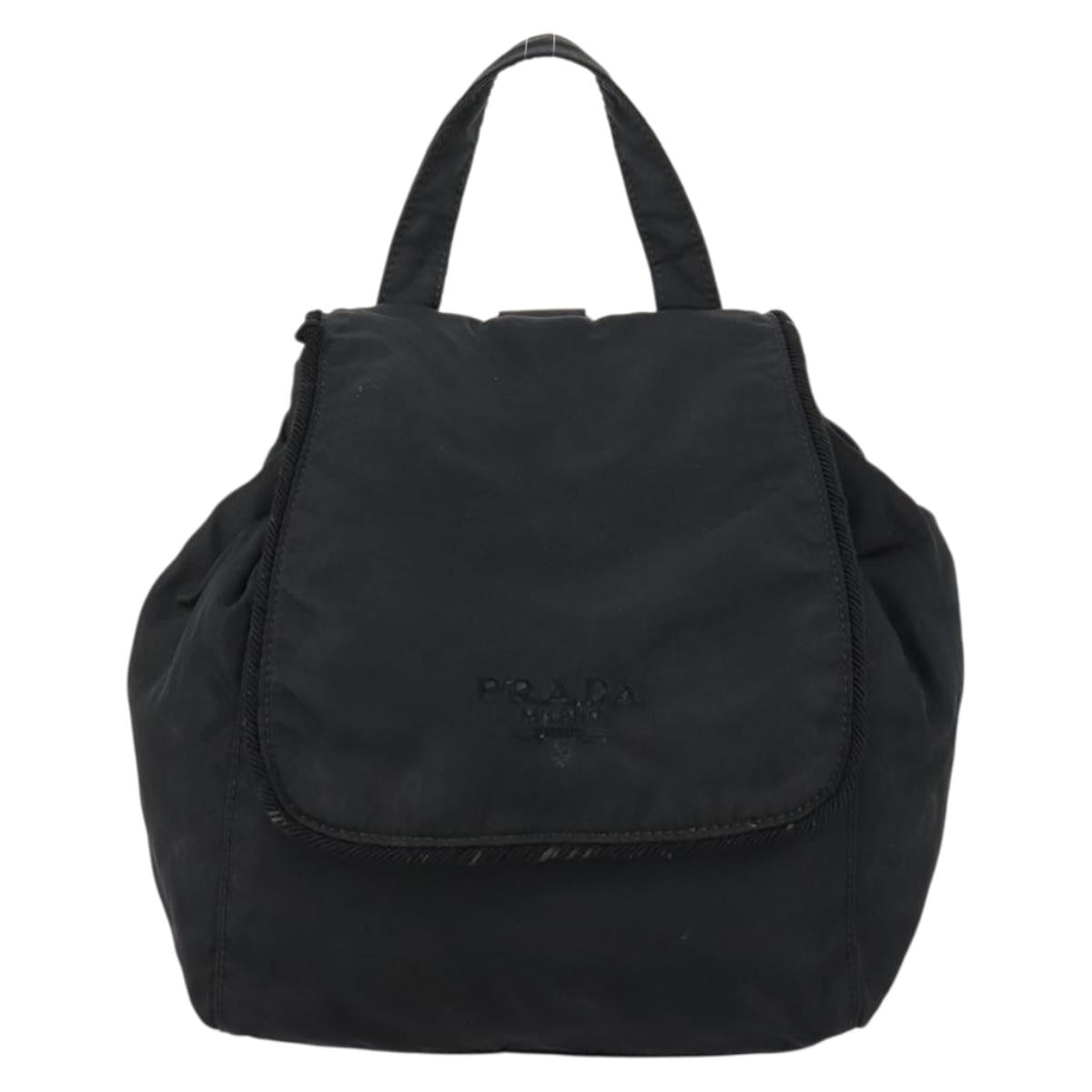 PRADA Backpack Nylon Black Silver Auth bs30542