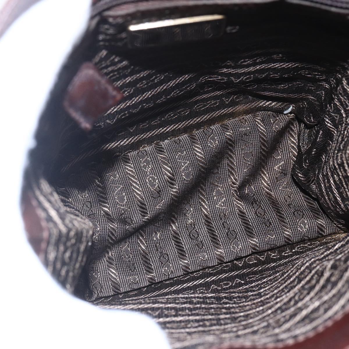 PRADA Chain Hand Bag Leather Brown Auth bs30545