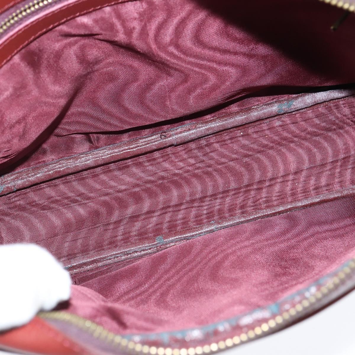CARTIER Must Line Shoulder Bag Leather Bordeaux Gold Auth bs30552