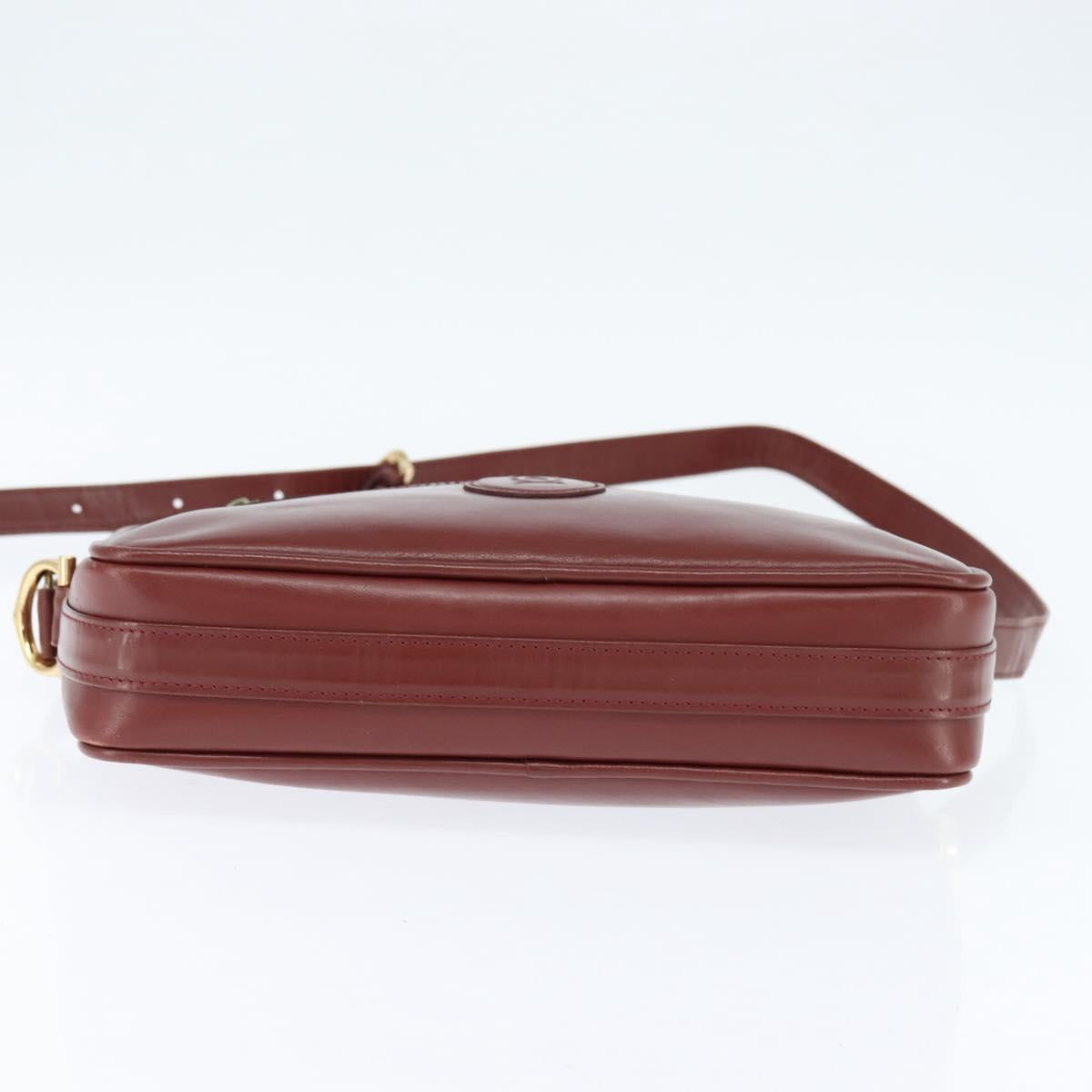 CARTIER Must Line Shoulder Bag Leather Bordeaux Gold Auth bs30552