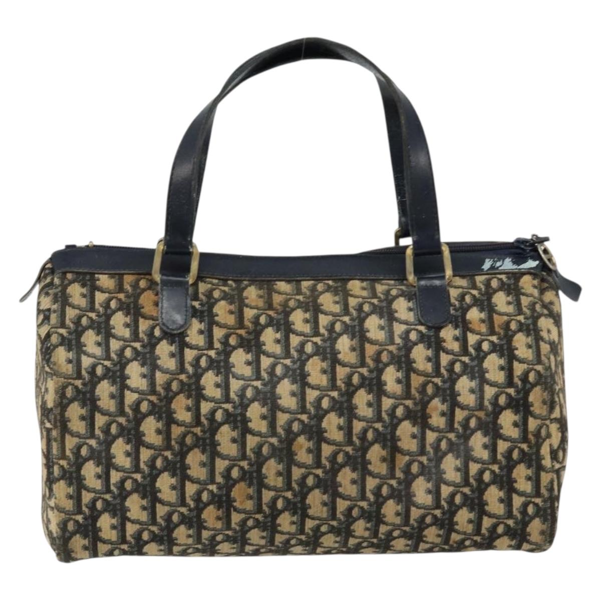 Christian Dior Trotter Canvas Boston Bag Navy Auth bs30562