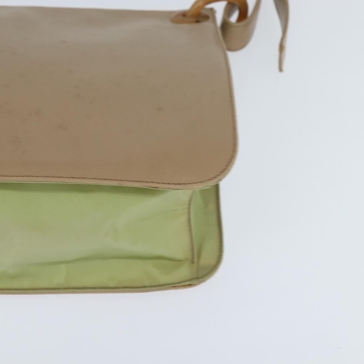 PRADA Shoulder Bag Leather Beige Auth bs30564