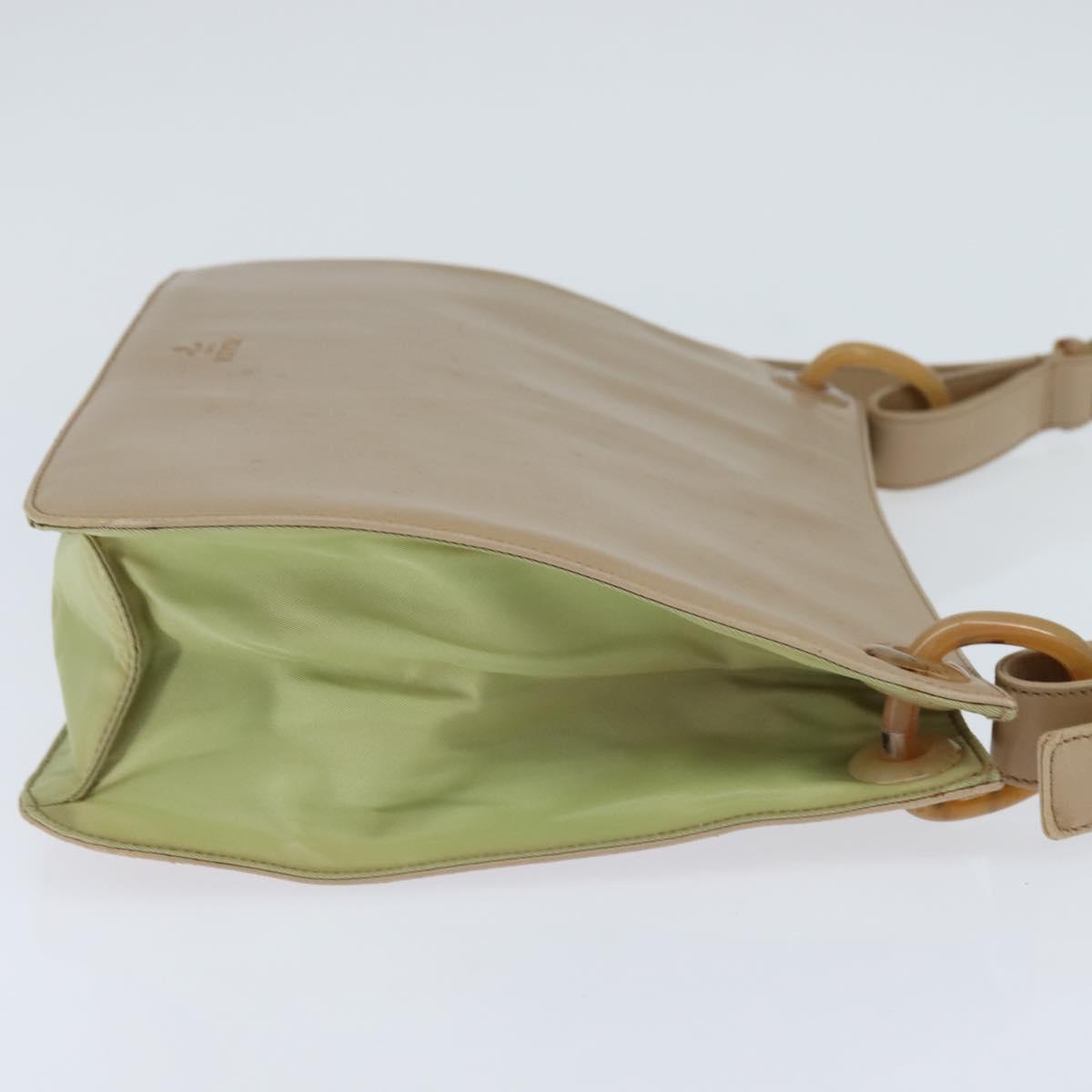 PRADA Shoulder Bag Leather Beige Auth bs30564