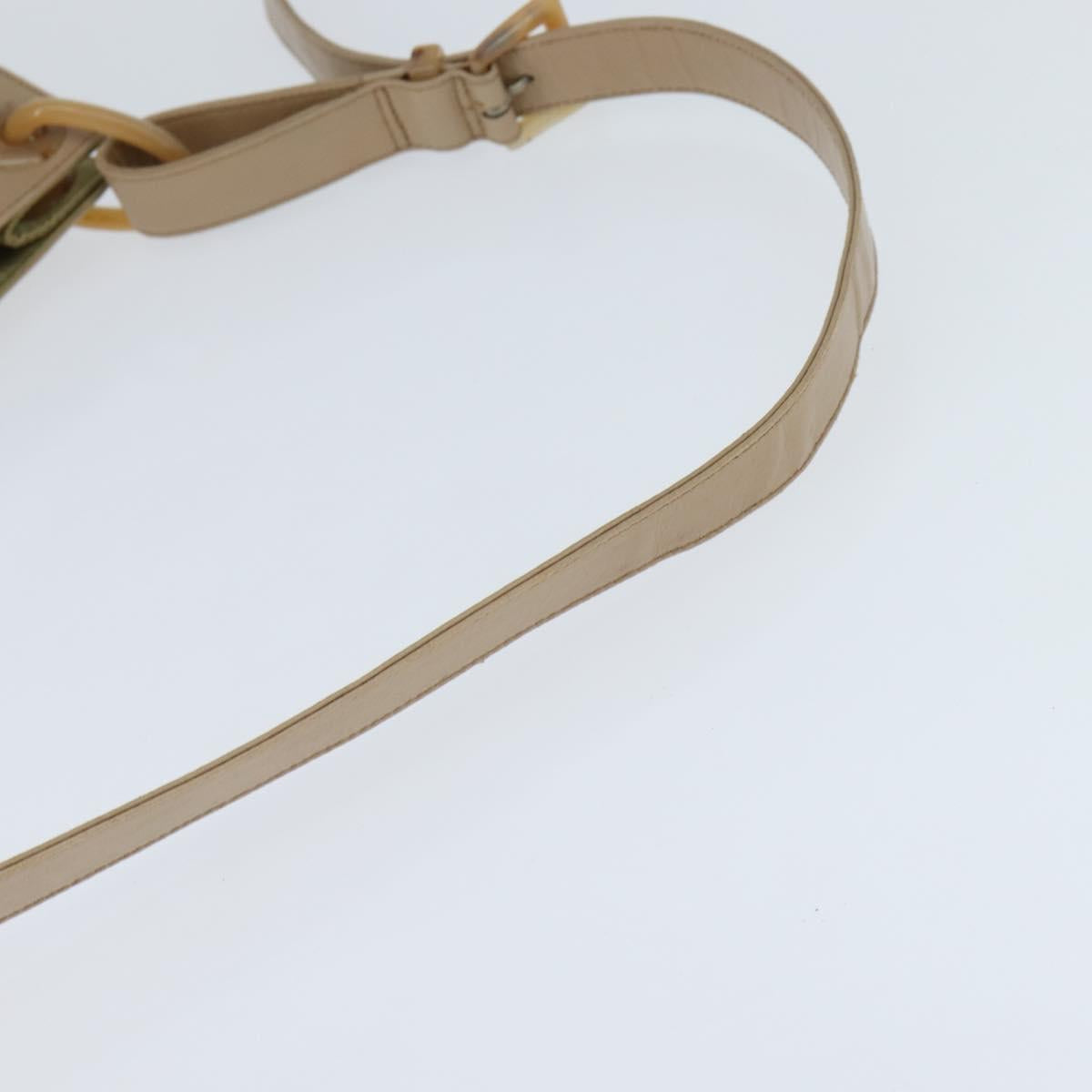 PRADA Shoulder Bag Leather Beige Auth bs30564