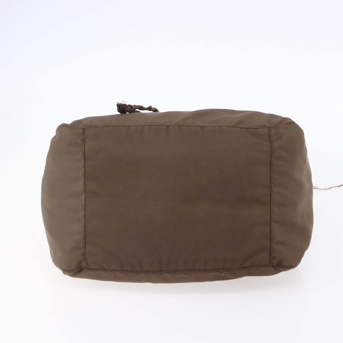 PRADA Tassel Shoulder Bag Nylon Khaki Gold Auth bs30567