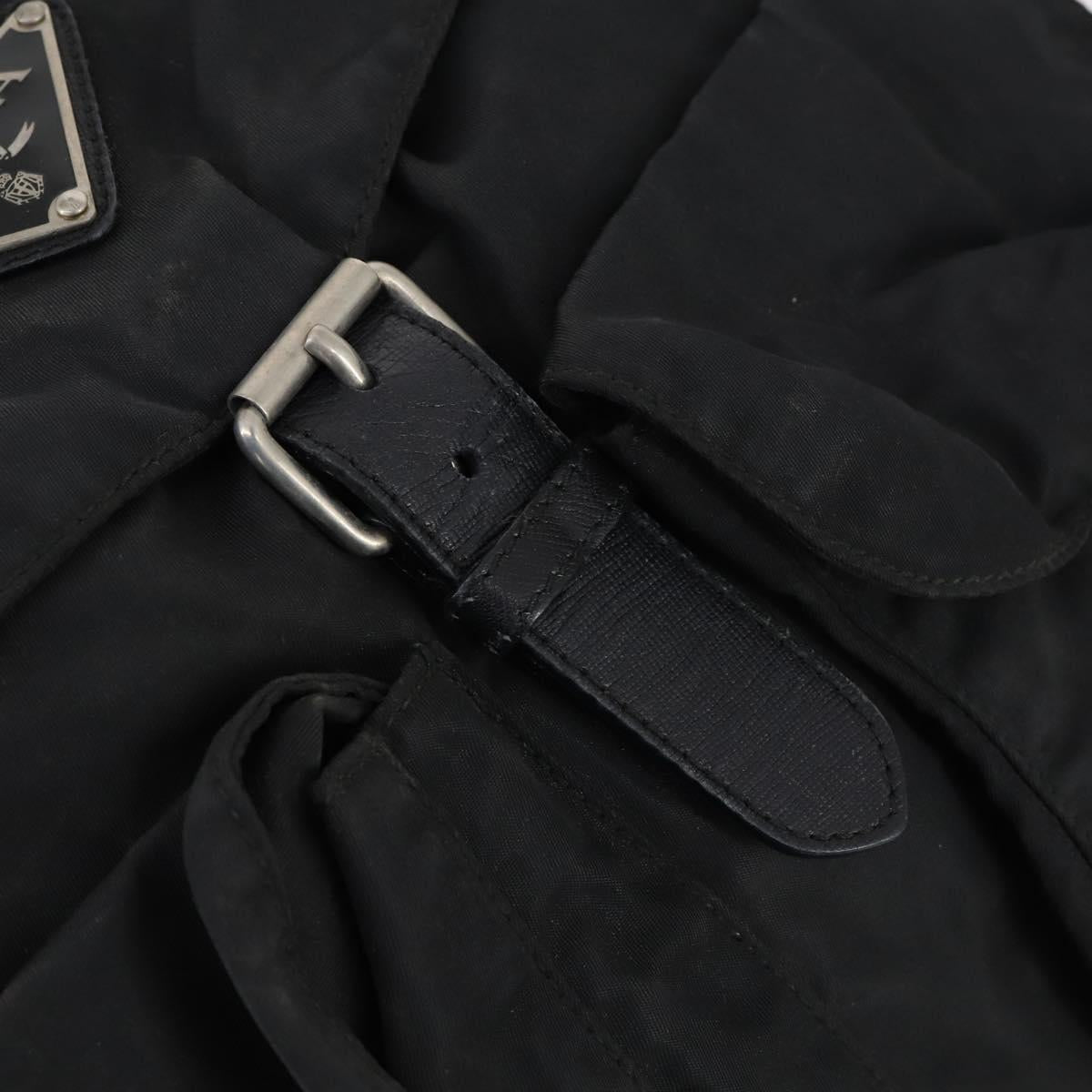 PRADA Backpack Nylon Black Silver Auth bs30573
