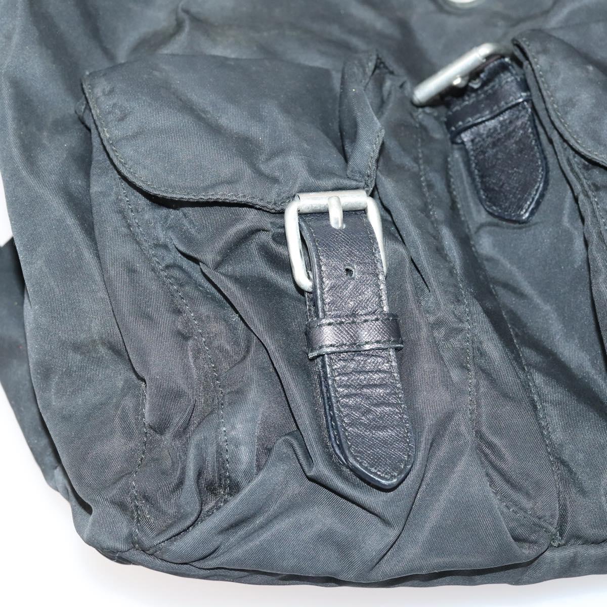 PRADA Backpack Nylon Black Silver Auth bs30573