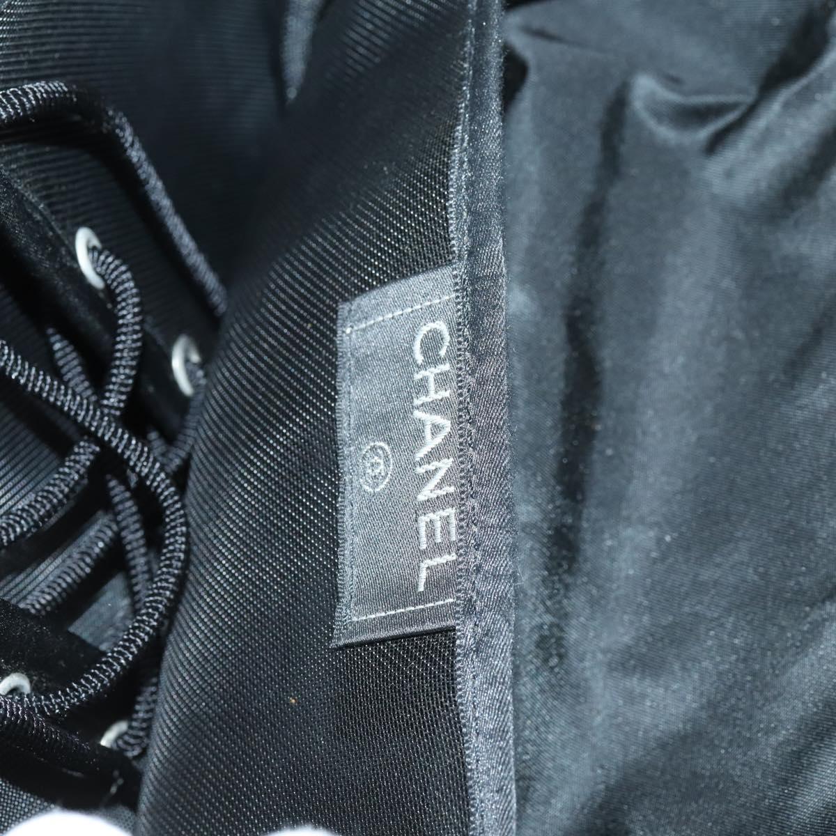 CHANEL Hip bag Shoulder Bag cotton 2way Black CC Auth bs30575