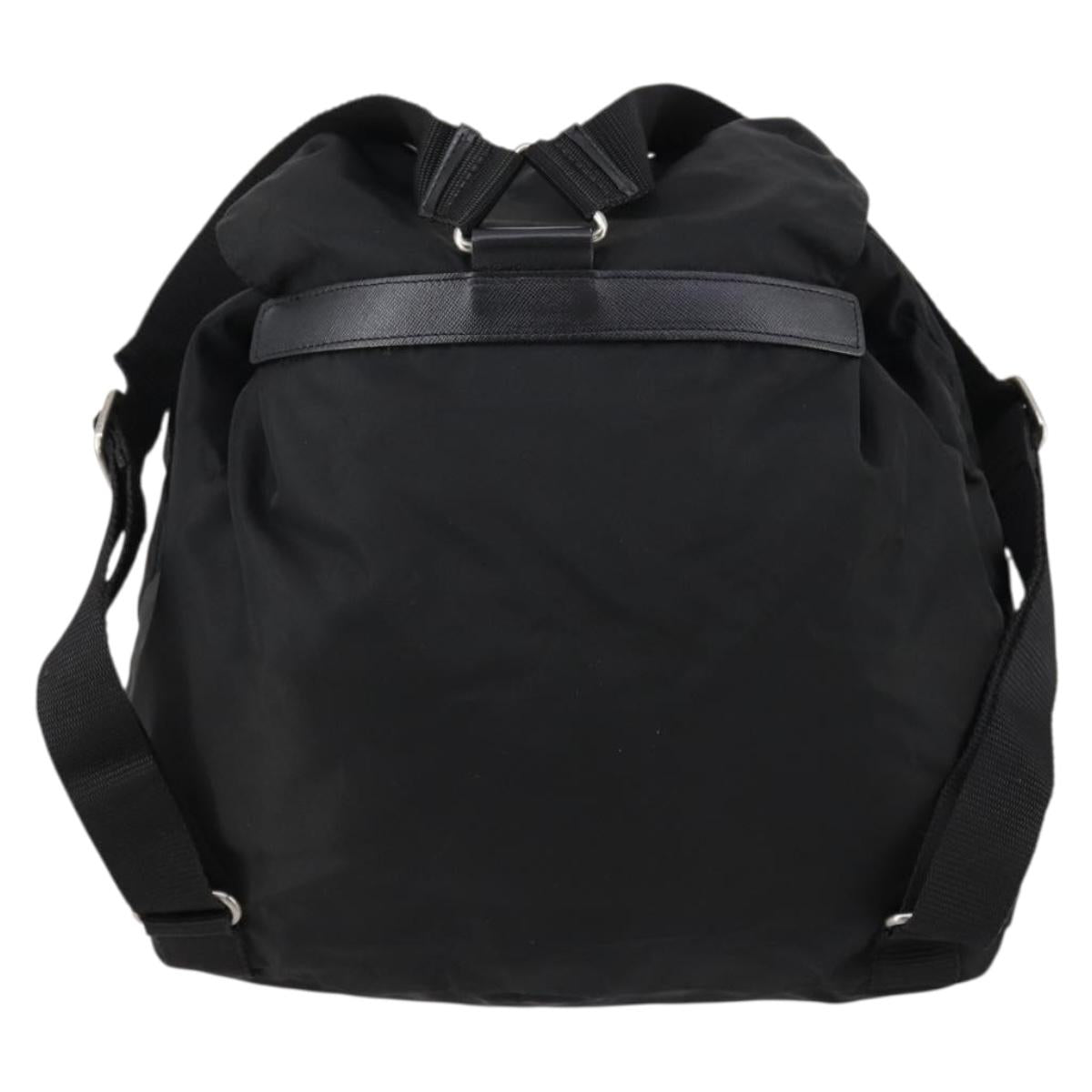 PRADA Backpack Nylon Black Silver Auth bs30578