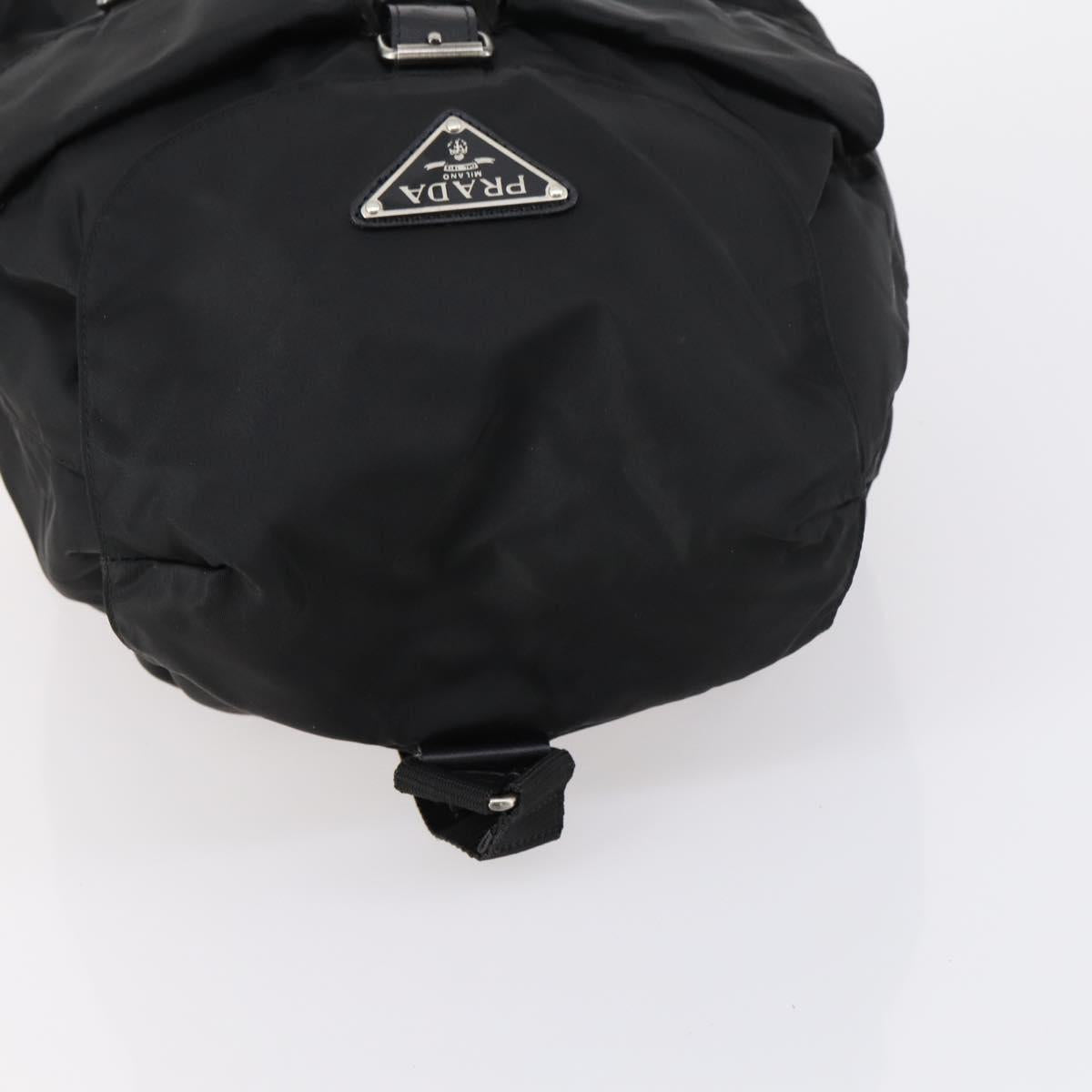 PRADA Backpack Nylon Black Silver Auth bs30578