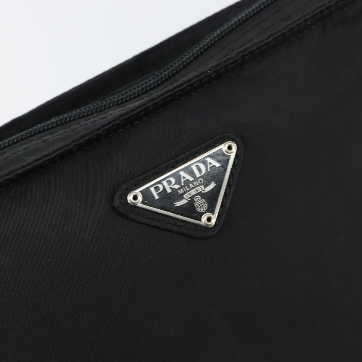 PRADA Shoulder Bag Nylon Black Silver Auth bs30579