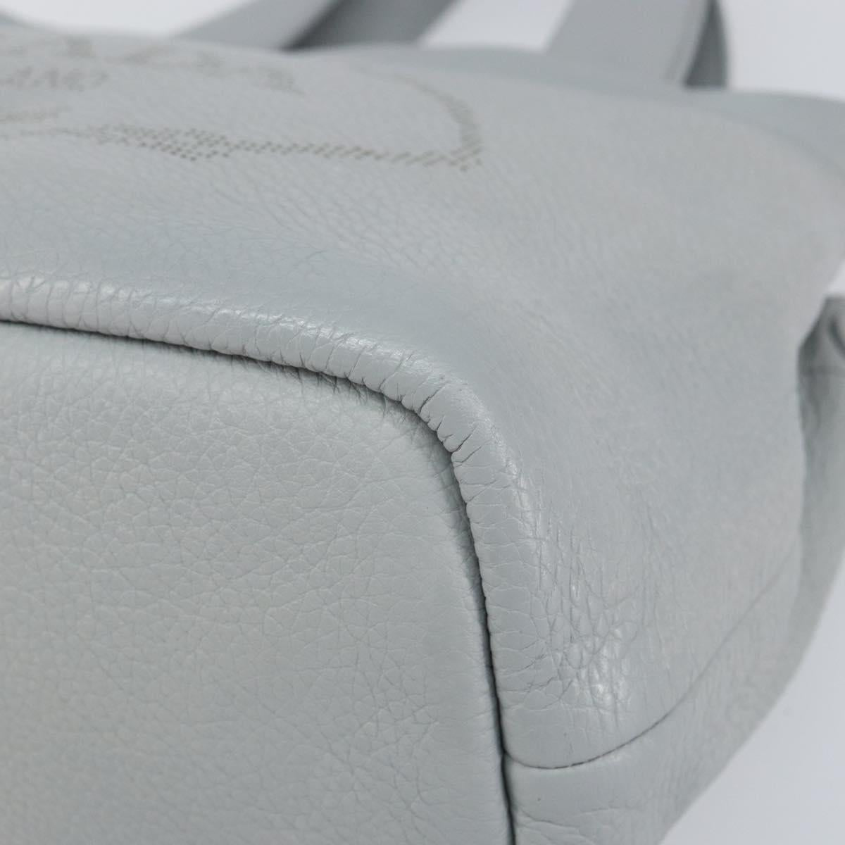 PRADA Small Tote Bag Punching leather Gray Gold Auth bs30580