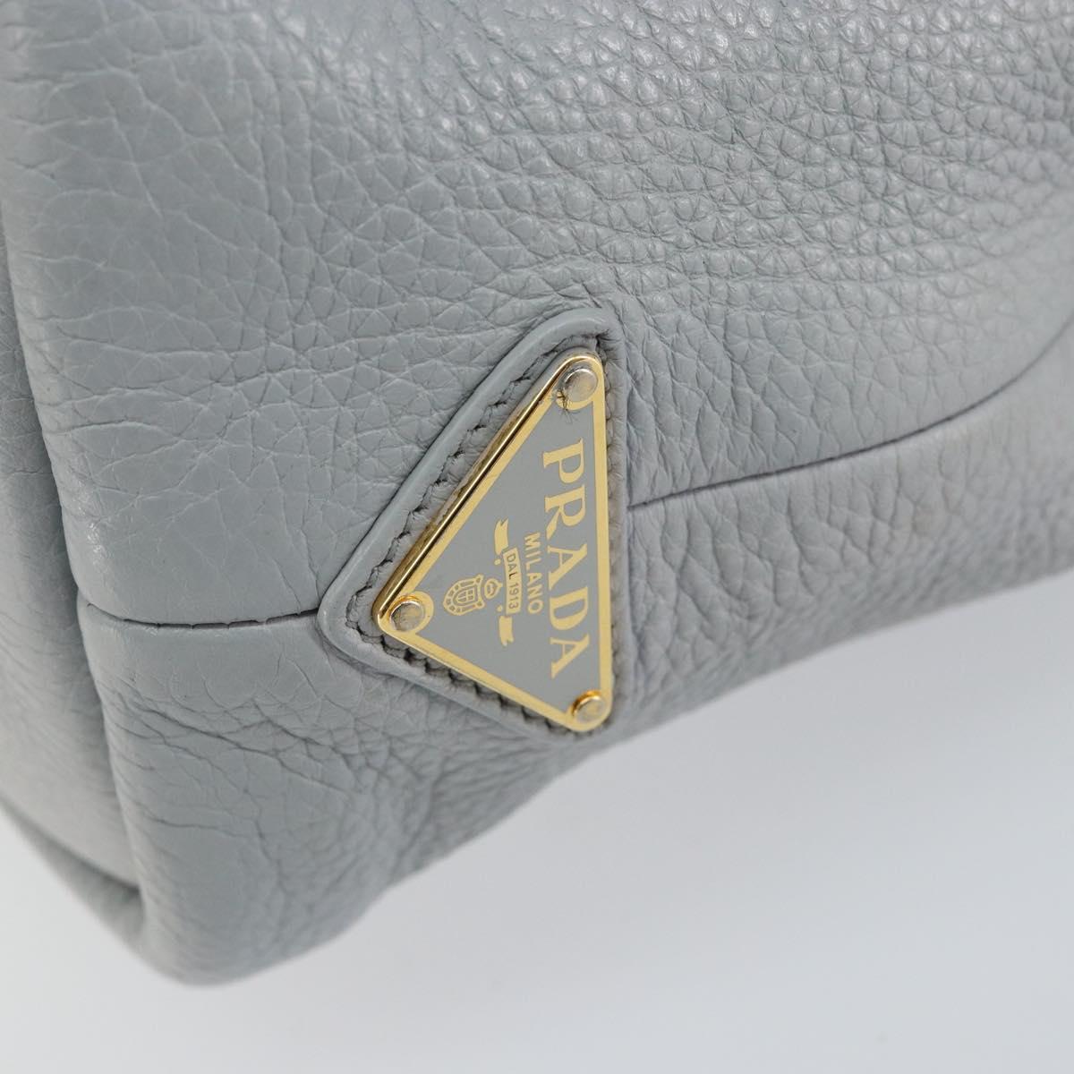 PRADA Small Tote Bag Punching leather Gray Gold Auth bs30580