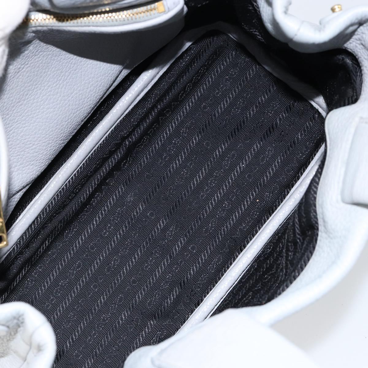 PRADA Small Tote Bag Punching leather Gray Gold Auth bs30580