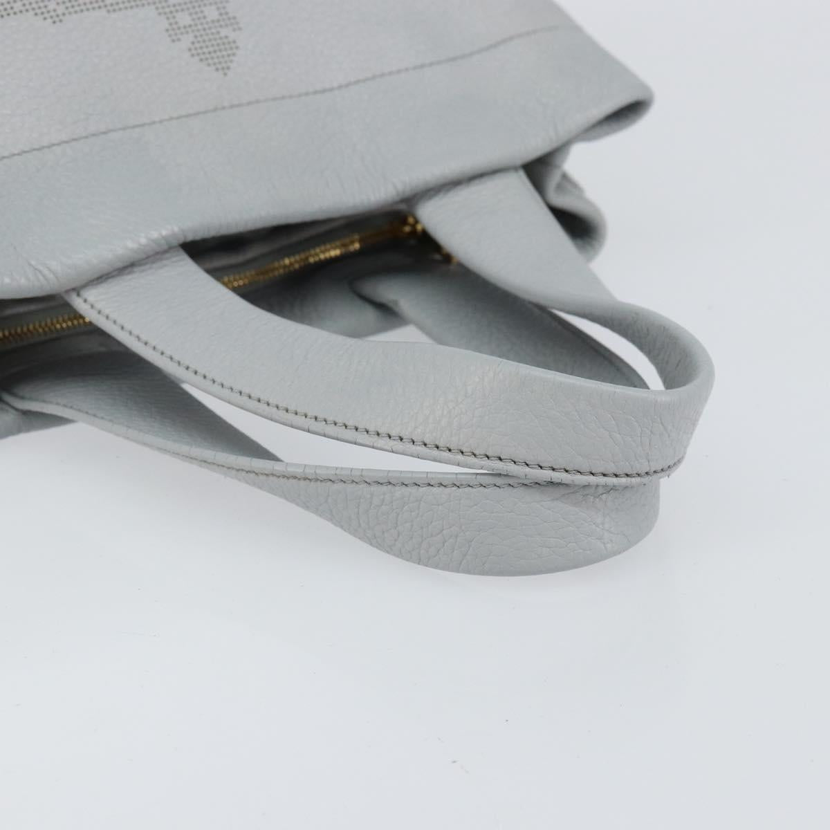 PRADA Small Tote Bag Punching leather Gray Gold Auth bs30580
