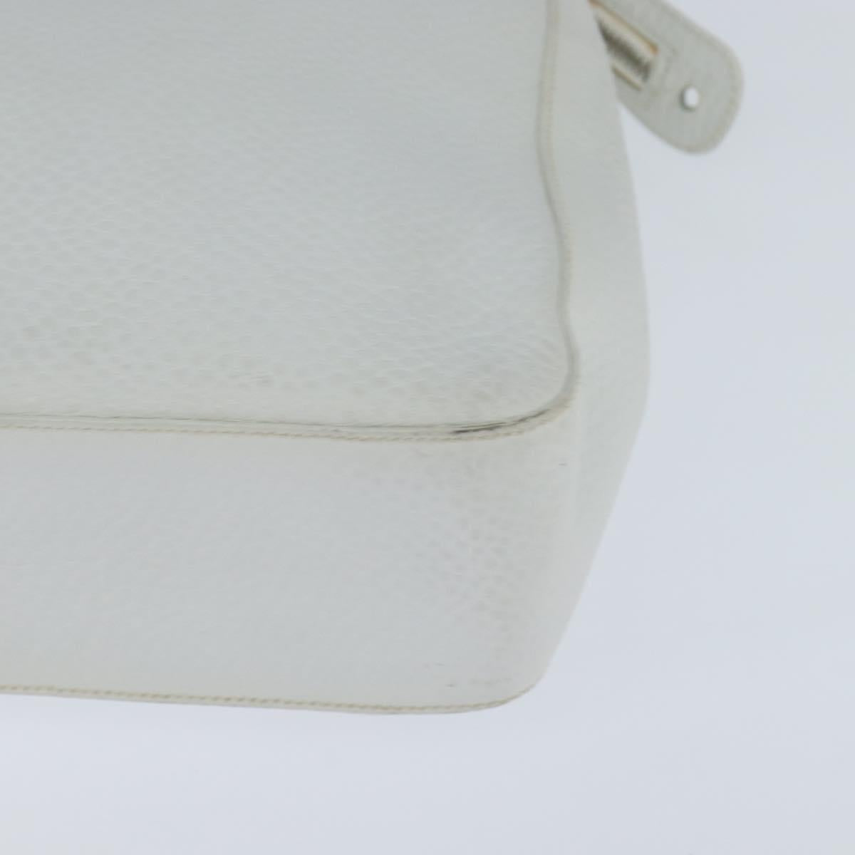 Salvatore Ferragamo Gancini Hand Bag Leather 2way White Silver Auth bs30581