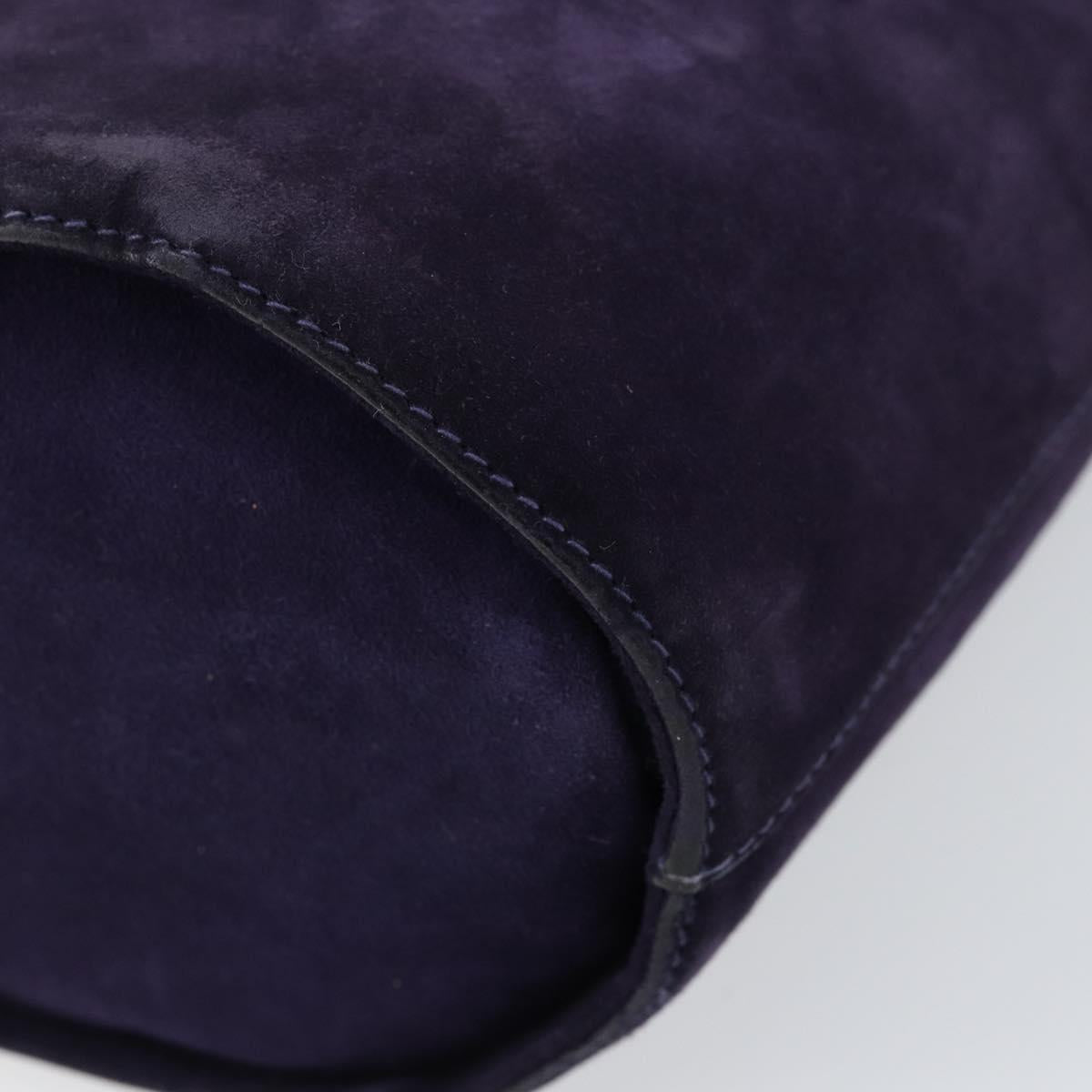 Salvatore Ferragamo Vala Hand Bag Suede Purple Gold Auth bs30582