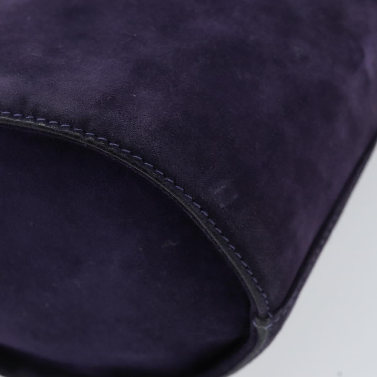 Salvatore Ferragamo Vala Hand Bag Suede Purple Gold Auth bs30582