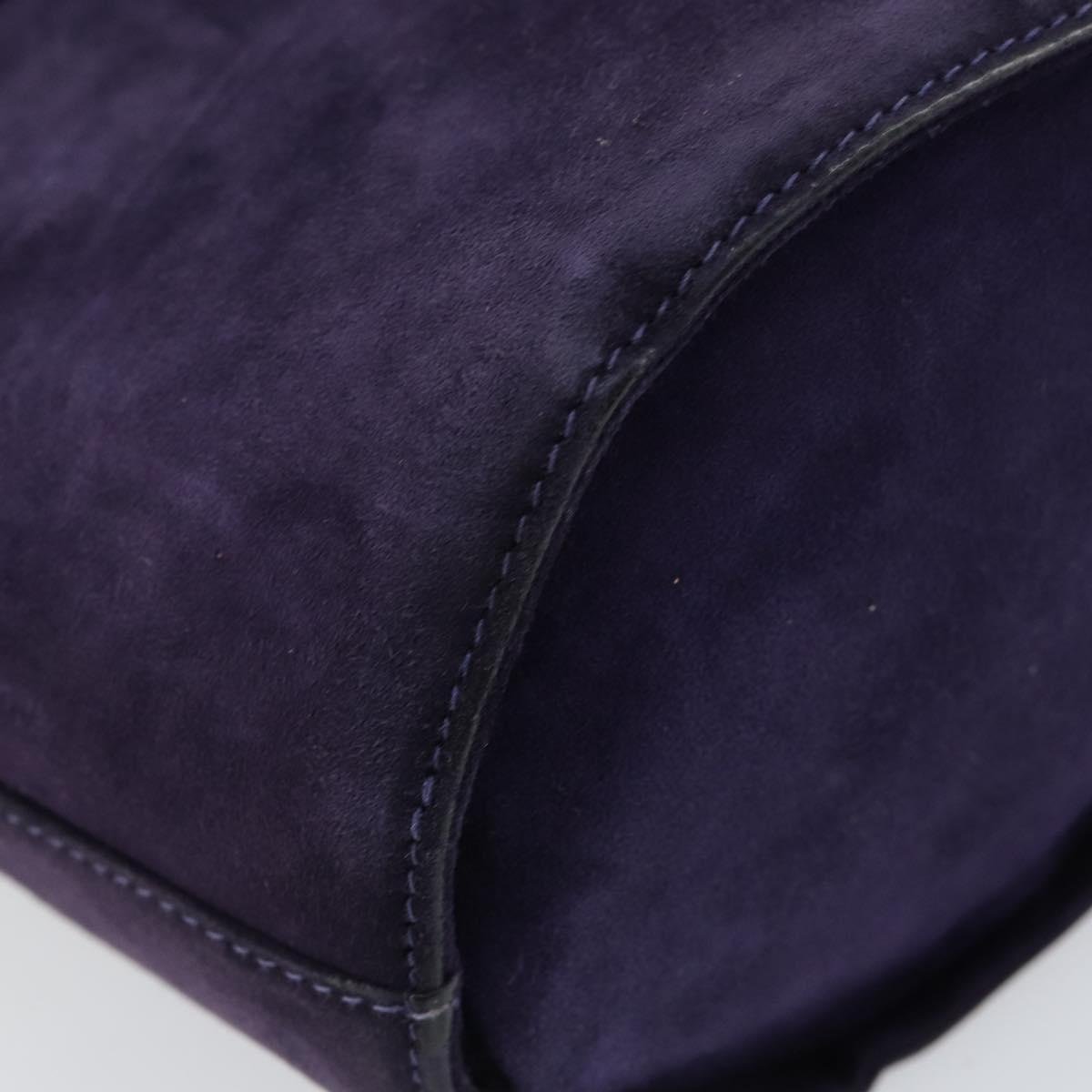 Salvatore Ferragamo Vala Hand Bag Suede Purple Gold Auth bs30582