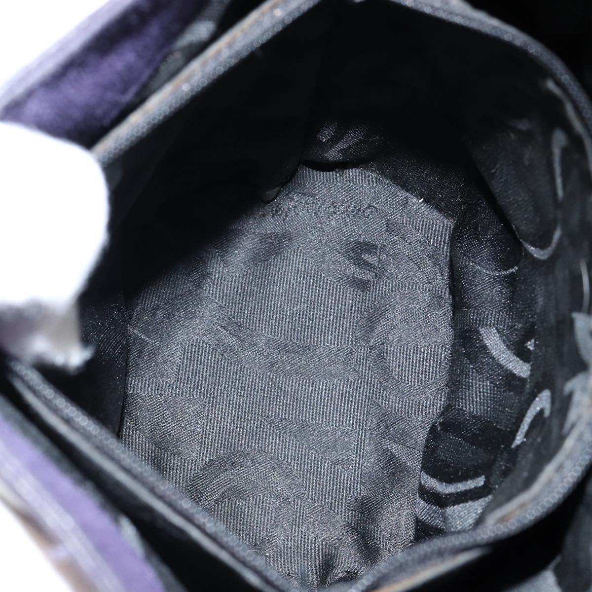 Salvatore Ferragamo Vala Hand Bag Suede Purple Gold Auth bs30582