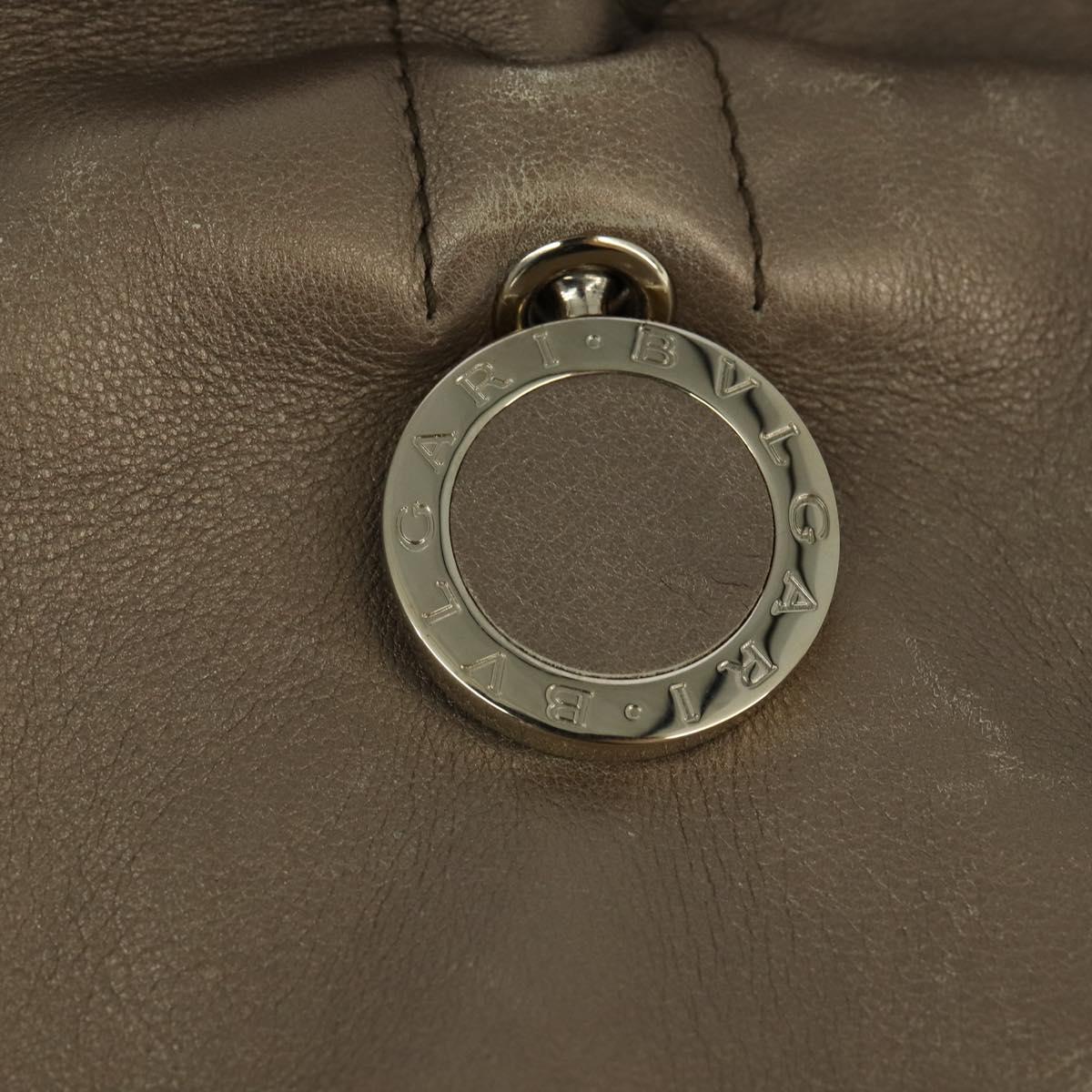 BVLGARI Tote Bag Leather Champagne Gold Auth bs30583