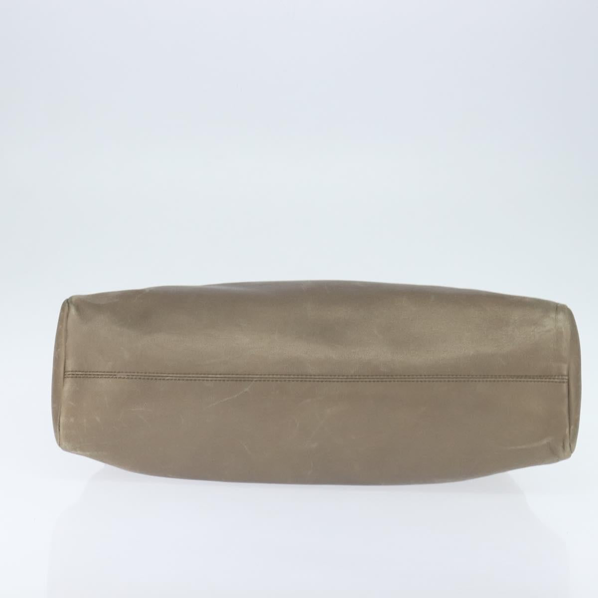 BVLGARI Tote Bag Leather Champagne Gold Auth bs30583