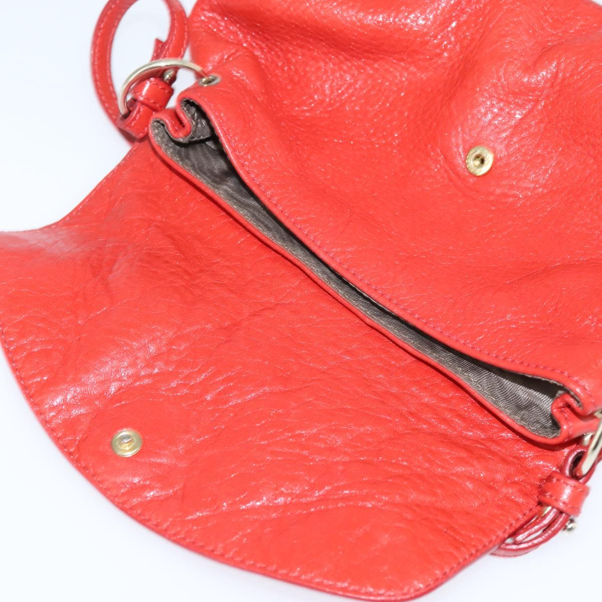 Chloe Lily Shoulder Bag Leather 2way Red Gold Auth bs30584