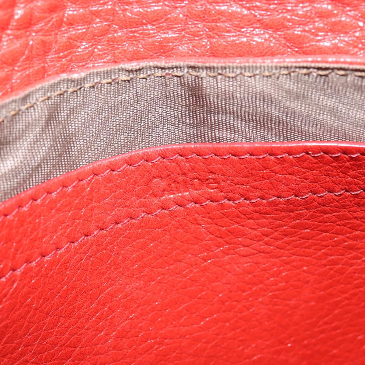 Chloe Lily Shoulder Bag Leather 2way Red Gold Auth bs30584
